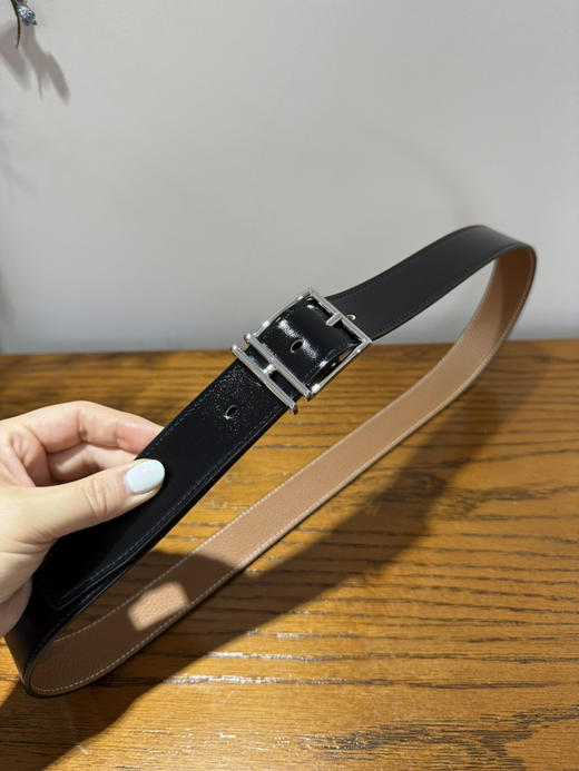 714-3 高端男士入 大马 Nathan 32 正方形针扣 双面用 纯色皮带腰带 商品图5