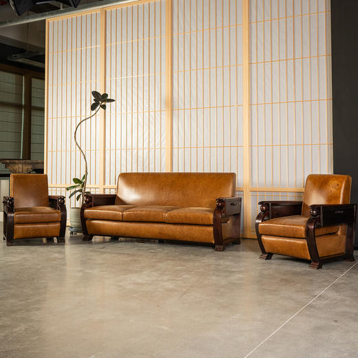 民国	红木海派软包沙发成套（一套三件） 商品图1