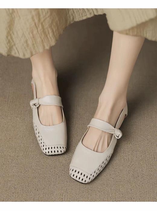 品牌撤柜羊皮手工镂空气质文艺通勤优雅凉鞋 商品图6