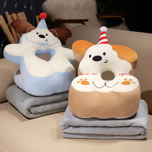 自然醒翘耳小狗冰豆豆双面午睡枕学生午休枕头趴桌子抱枕睡觉神器靠枕QYL 商品图12