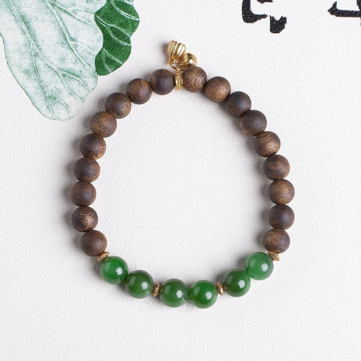 xy0443沉香+碧玉莲蓬手串 商品图0