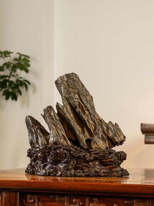 清	灵璧石文房赏石（红木座） 商品图1