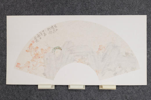 余国庆《叶上有虫秋唧唧，汝南伤别北堂辰》国画原创30CM*60CM手绘扇面花鸟 商品图1