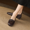 【预售5天】舒适柔软羊皮低跟浅口单鞋，简约方头通勤粗跟小皮鞋LD&7396 商品缩略图3