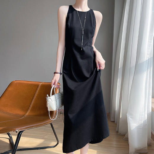 夏季棉麻背心连衣裙 温柔气质重工剪花连无袖衣裙 商品图2