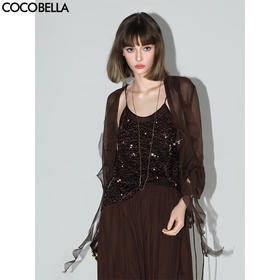 COCOBELLA名媛风10M对丝灵动荷叶边飘带雪纺衫遮阳开衫LC0002G