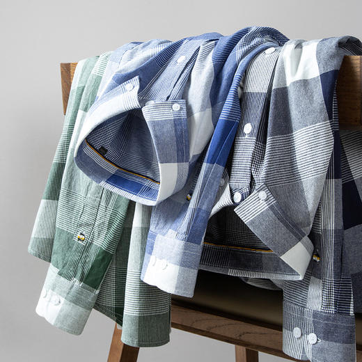 红览 纯棉男士长袖衬衫英伦格子百搭牛津纺衬衫2310 商品图1