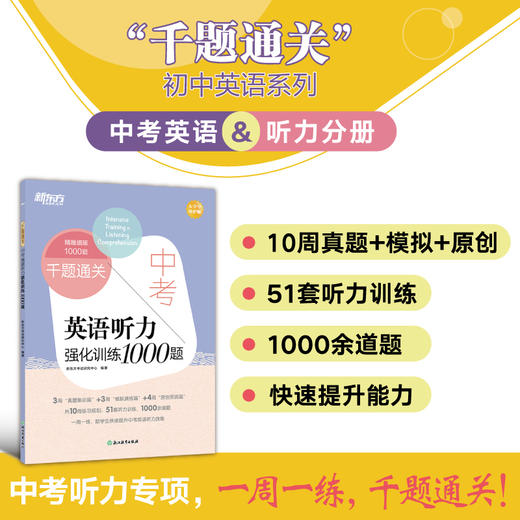 中考英语听力强化训练1000题(全2册) 商品图0