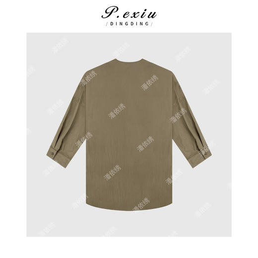 04-3潘依绣丁丁宠粉PanYiXiu/潘依绣【午后小憩】工装风廓形慵懒风V领衬衫 W-62871 商品图4