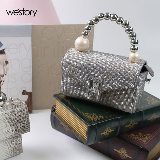 Westory闪钻宴会手拎包出街斜跨两用包W33AA5559106W 商品图3