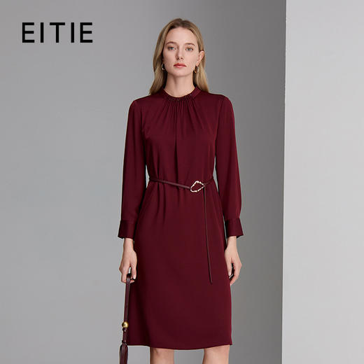 EITIE爱特爱优雅气质精致褶裥立领连衣裙8307019 商品图0