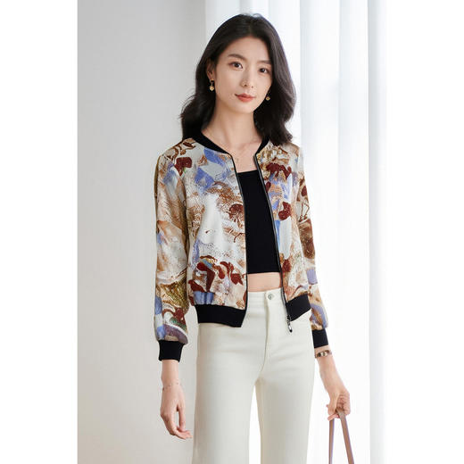 剩S/M/L/XL 米思阳2025年秋季新品活力棒球服撞色印花短外套3845 商品图2