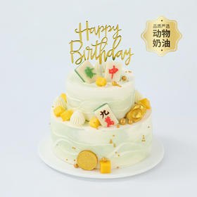 【八方来财冰淇淋蛋糕】6+4英寸双层冰淇淋蛋糕，甄选伊利牧场生牛乳冰淇淋，八方财源滚滚来，一口冰凉沁心脾！ 把盛夏的清凉和整年的好运，一口接住！（中山）