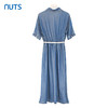 NUTS商场同款夏季蓝色收腰翻领长款水洗牛仔连衣裙428103417 商品缩略图1