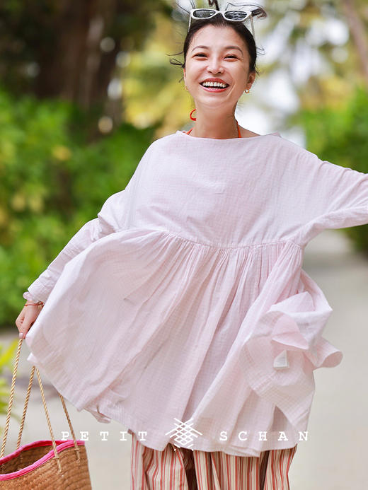 PETIT SCHAN小闪 CLO#858 Ballet Girl 芭蕾少女 一千零一夜系列纯棉船型领格纹娃娃衫 商品图0