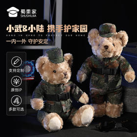 【迷彩小熊小陆&小武】毛绒公仔玩具儿童坐姿/站姿毛绒小熊玩偶布娃娃送礼礼品礼物