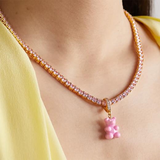 订购4周到｜CRYSTAL HAZE-Nostalgia Bear-pave-糖果粉色小熊 吊坠（金色环扣）［挪威设计师］ 商品图4