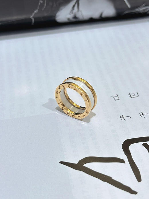宝格丽 白金 单环 陶瓷 戒指 商品图0