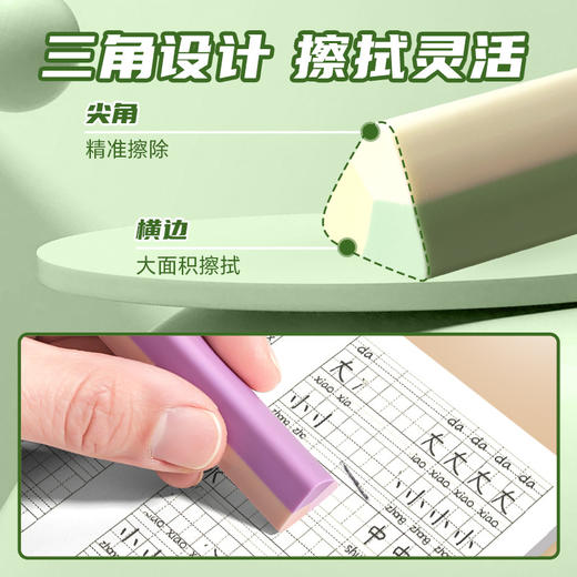 咔巴熊集屑三角橡皮擦小学生专用无屑超干净聚屑成线擦拭成条橡皮 1枚 商品图2