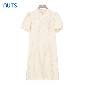 NUTS夏季新款新中式气质百搭印花旗袍式短袖连衣裙女423101039