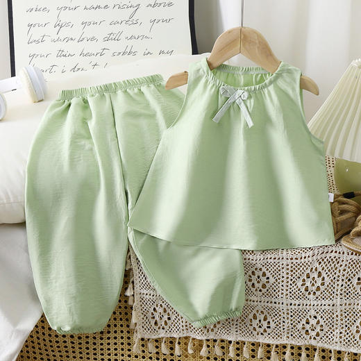 【甜美新款套装，夏日必备！】[女童套装甜美背心上衣加长裤夏装 女孩可爱休闲睡衣空调服两件套装-QA 商品图9
