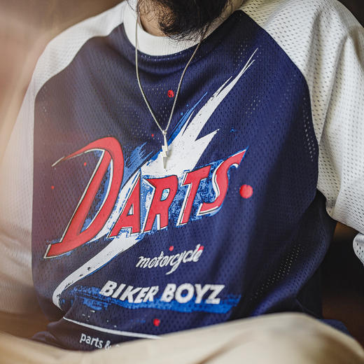 马登工装美式印花长袖T恤镂空撞色针织插肩袖垂感套头卫衣男夏秋 商品图0