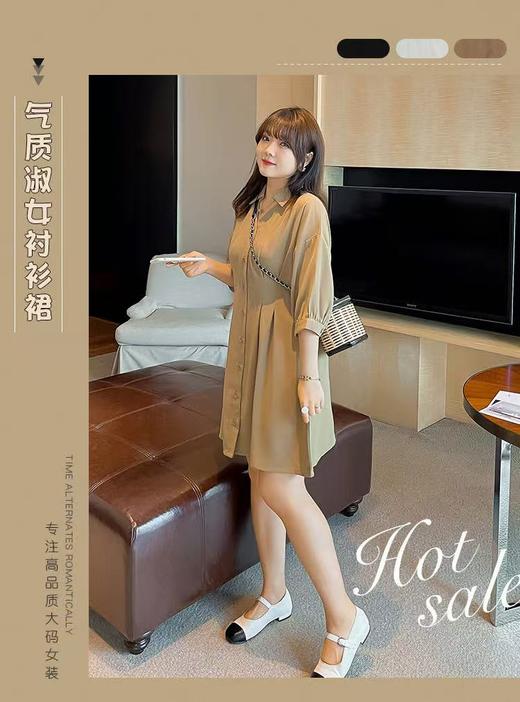 【诗铭洛可】2186连衣裙V领中裙衬衫裙B3-1 商品图3