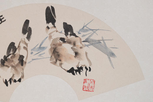 陈永康《驻春图》国画原作30CM*60CM 手绘卡纸扇面花鸟作品 商品图4