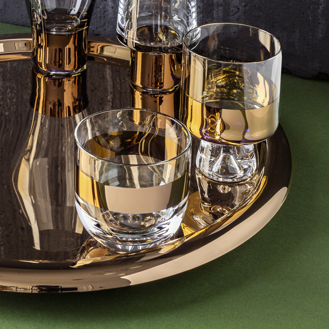 【Tom Dixon】TANK铜圈装饰球底玻璃杯套装(2件装)(食品接触用)