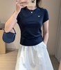 MIU感蝴蝶结刺绣正肩短袖修身显瘦T恤 商品缩略图11