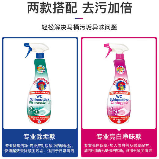 【1件包邮】大公鸡管家马桶清洁剂除垢款/漂白款625ml*2瓶 一喷一刷快速清洁 新疆西藏港澳台不发货 商品图1