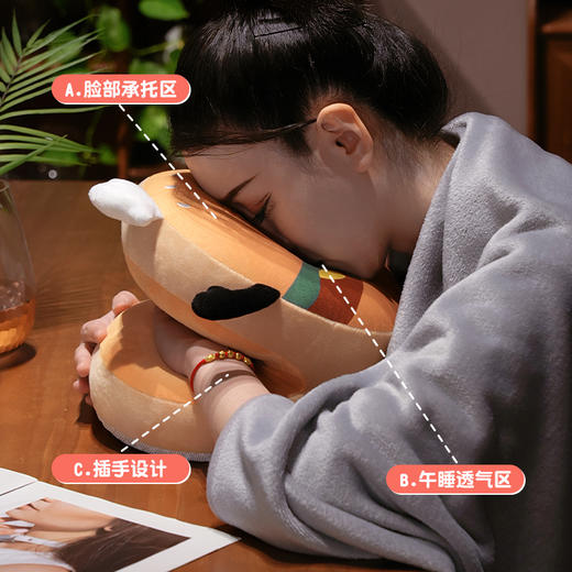 自然醒美食派对趣味冰豆豆双面午睡枕成人办公室午休抱枕小学生教室专用趴桌神器QYL 商品图2
