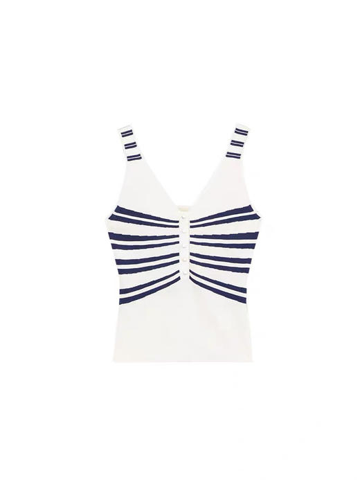 海军风条纹羊毛吊带 商品图0