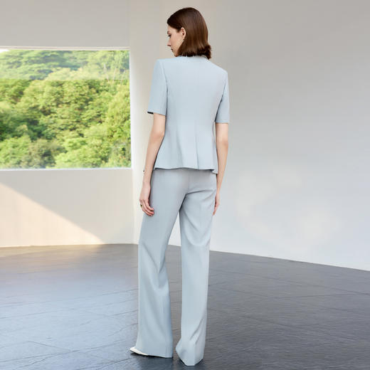 IWY/夏季蓝色短袖西装套装女气质薄款通勤职场休闲西服正装CP2309 商品图4