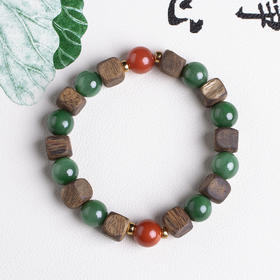 xy0442沉香+碧玉南红方形珠手串