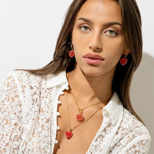 北京仓｜CRYSTAL HAZE-Jelly Heart Hoops-西瓜红色爱心 耳环［挪威设计师］ 商品图3