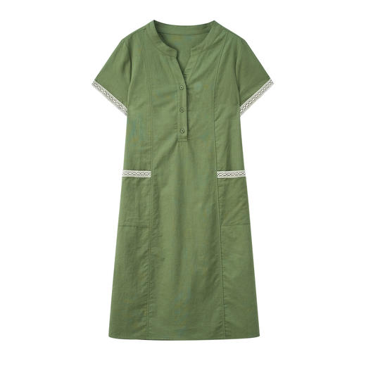 丁摩 棉质拼接花边短袖连衣裙N2577 商品图4