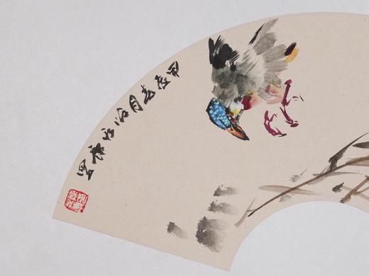 陈永康《雀竹图》国画原作30CM*60CM 手绘宣纸扇面花鸟作品 商品图3