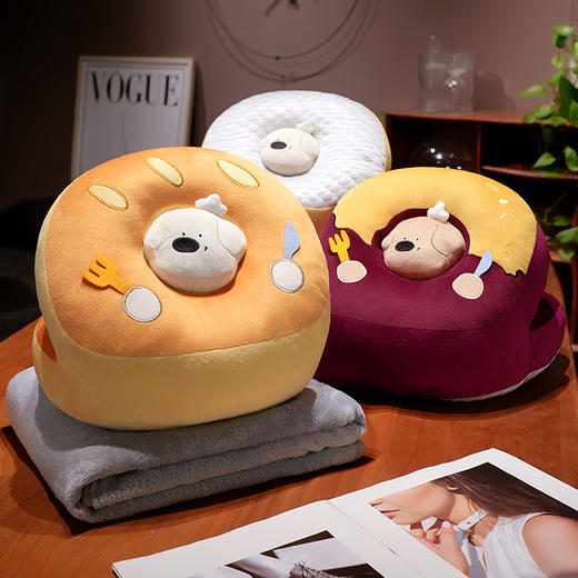 自然醒厨师小狗冰豆豆双面午睡枕办公室睡觉抱枕午休神器小学生儿童专用枕头QYL 商品图12