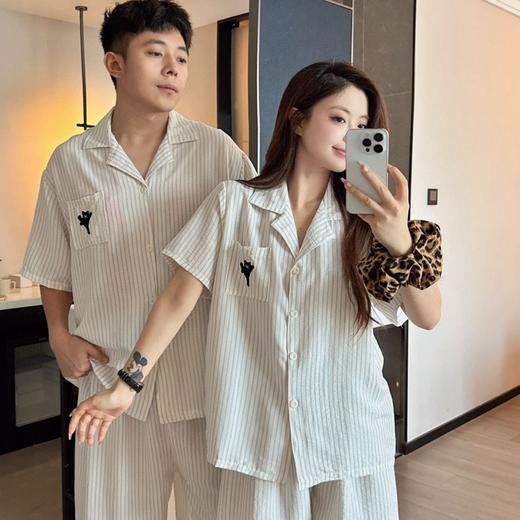 【GZ】无忧购软绵绵素颜条纹情侣睡衣家居服套装（截单后3-5天发货) 商品图5