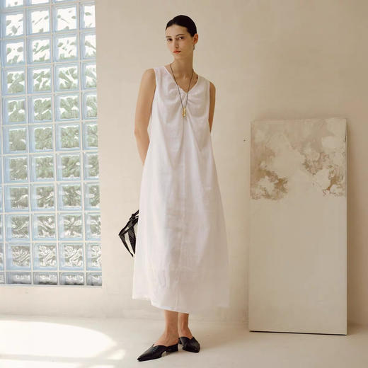 前后两穿扭结亚麻背心连衣裙 商品图0