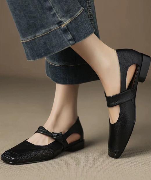 品牌撤柜羊皮手工镂空气质文艺通勤优雅凉鞋 商品图9