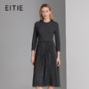 EITIE爱特爱圆领长袖针梭拼接假两件连衣裙8301007 商品缩略图0