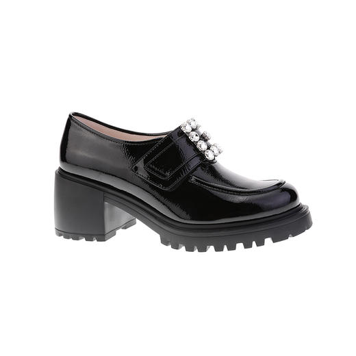 sheme新生系列E扣水晶休闲时尚粗跟圆头女式厚底乐福鞋可定制 商品图4