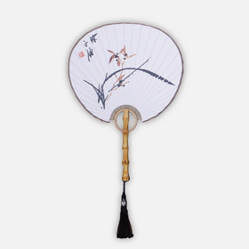 陈永锵《兰花》国画原作20CM*25CM 手绘宣纸团扇花鸟作品