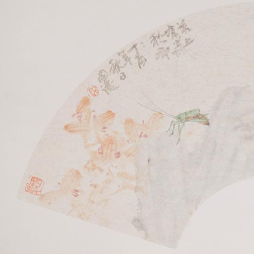 余国庆《叶上有虫秋唧唧，汝南伤别北堂辰》国画原创30CM*60CM手绘扇面花鸟 商品图2