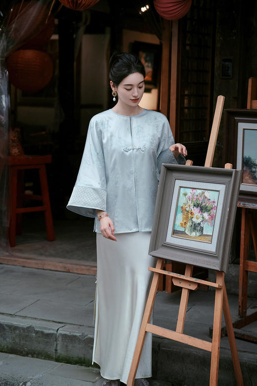 盛唐牡丹盛奢系列| 牡丹纹真丝拼西阵织外套 商品图8