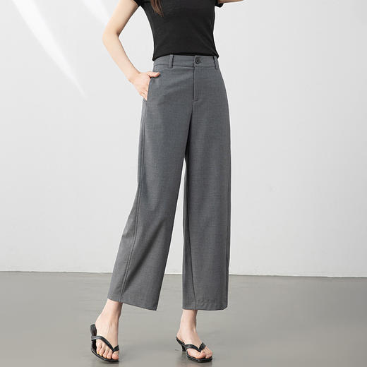 百媚生 高级感醋酸天丝弯刀直筒裤女窄版镰刀裤53153 商品图1