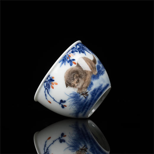 一儒堂青花加彩猫咪小缸杯 商品图3