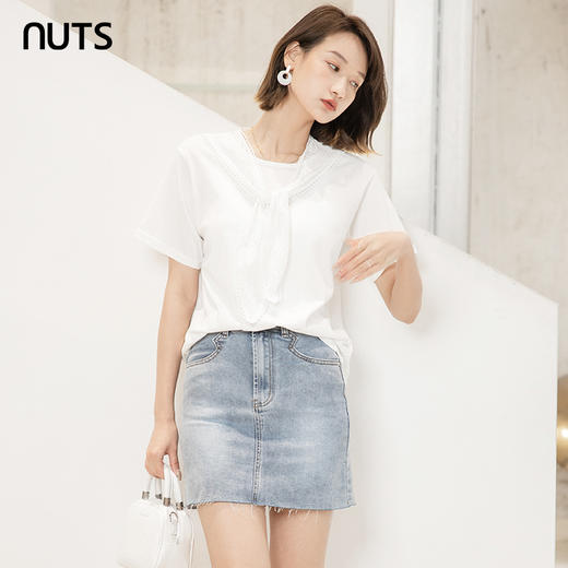 NUTS夏季新品时尚百搭气质水洗牛仔半裙221065235 商品图4